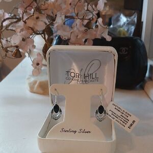 Sterling Silver Black Earrings